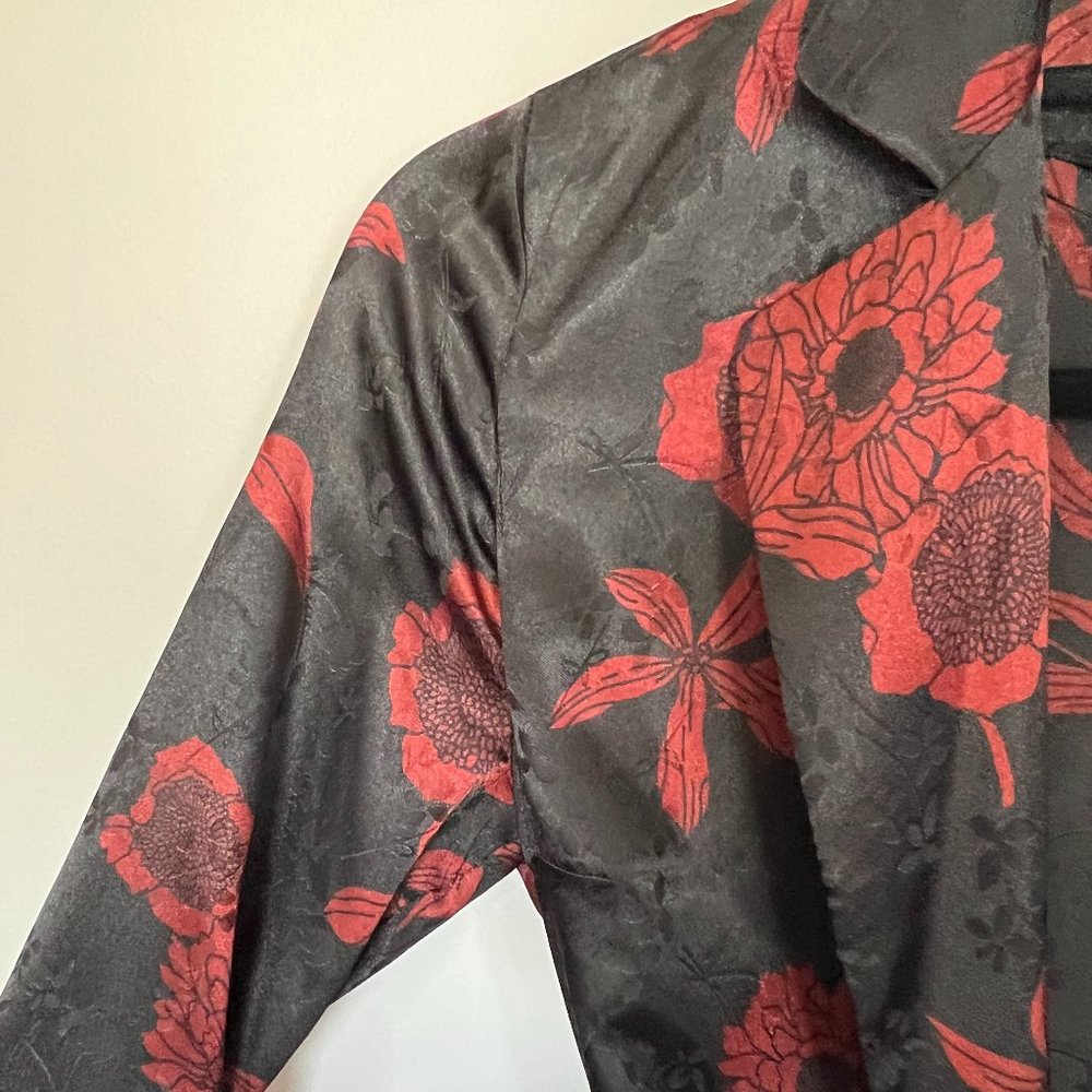Zara belted blazer/shirt in black and red floral print - Size XS